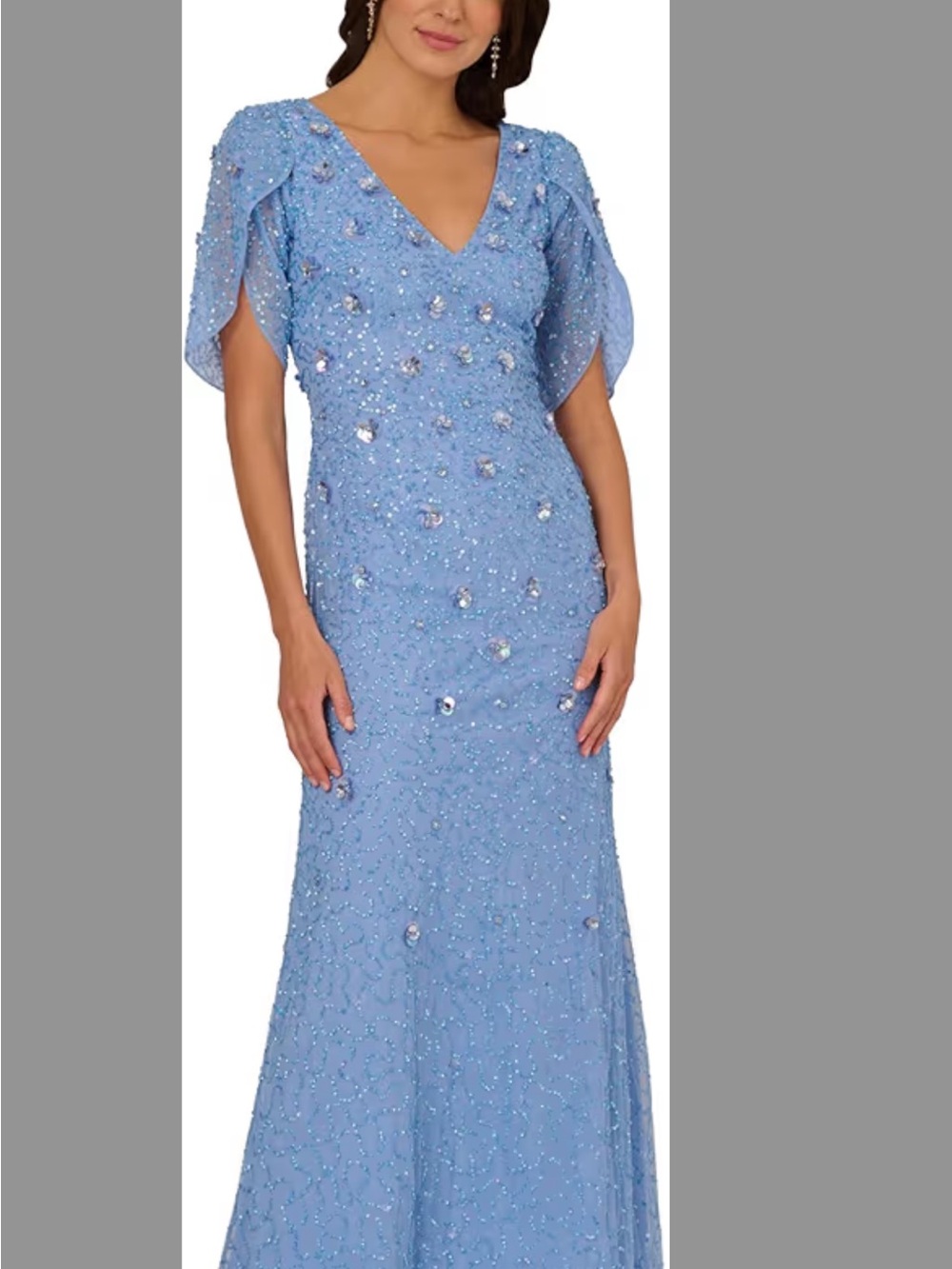 Beaded Sky Blue Evening Dress